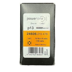 Power One P13 Wireless High‎ Level Hearing Aid Batteries 1.45 V Box of 60